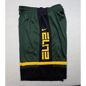 Nike Elite Basketball Shorts Mens L Green Black Yellow LIMITED USE 10" Inseam